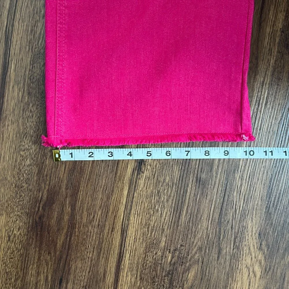 G by Giuliana Pink Stretch Bootcut Wide Leg Jean Raw Hem Barbiecore Y2K Pop 10